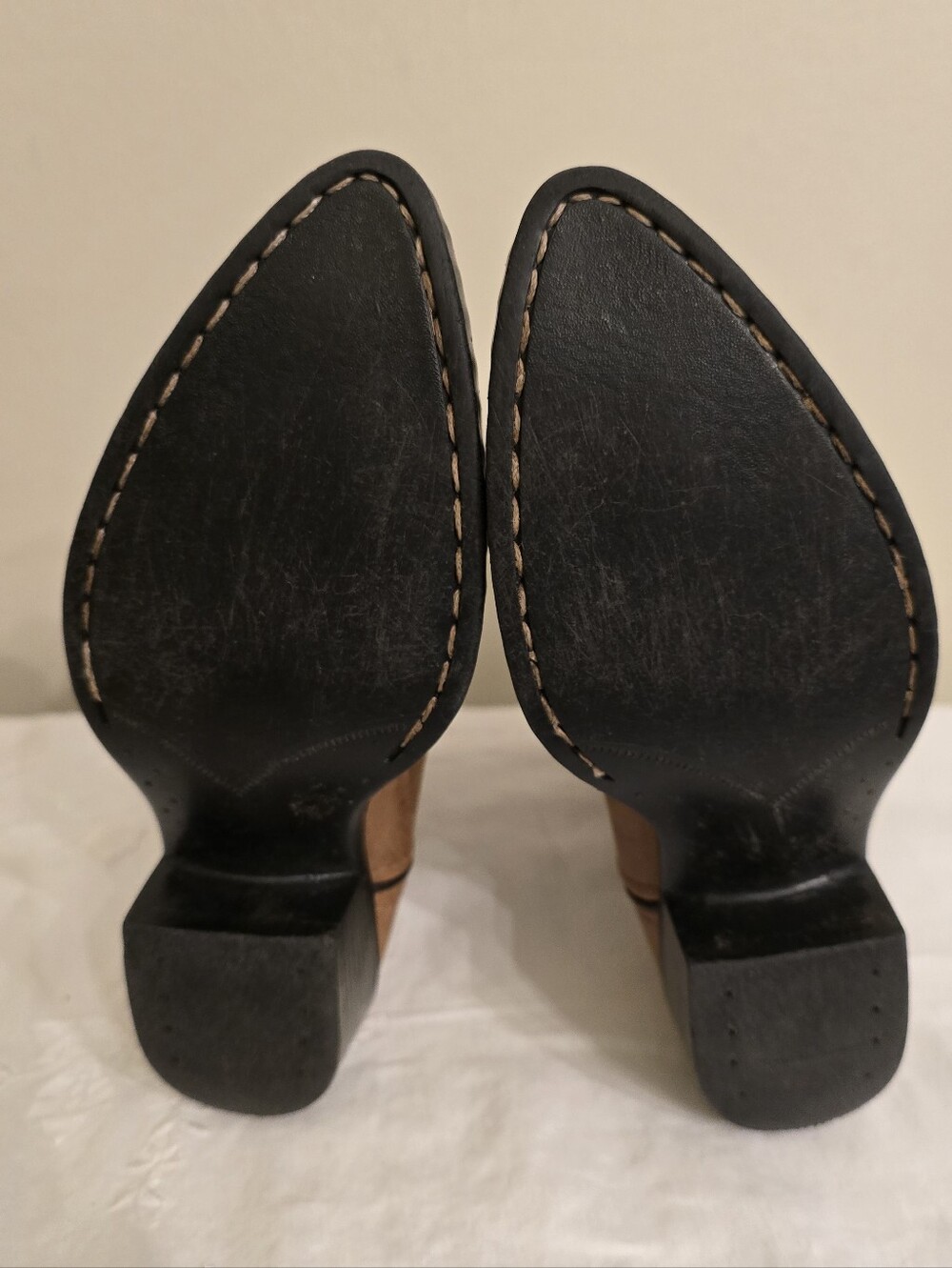 Old West Tan Suede Girl's Western Boots Size 1.0D - Picture 8 of 9